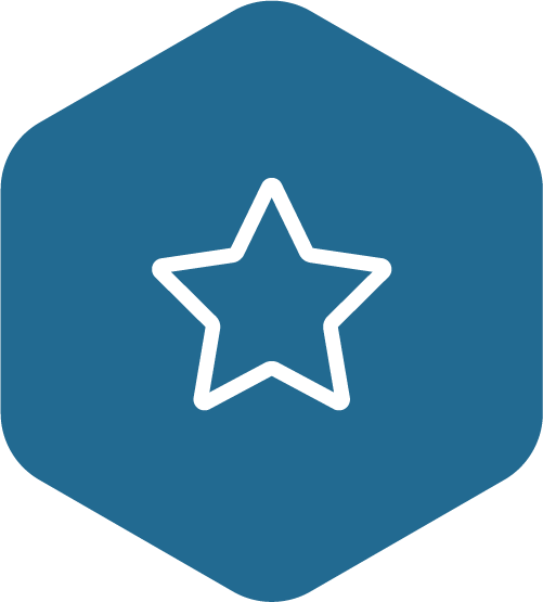 A hexagon shape showing an outline of a star in the centre.