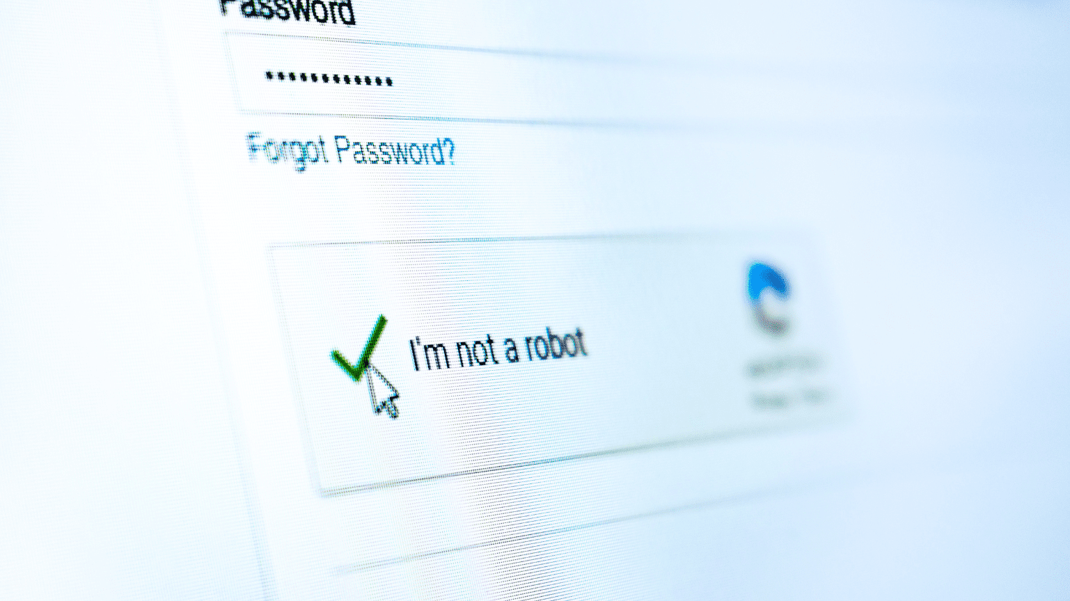 I'm not a Robot ReCAPTCHA Screen
